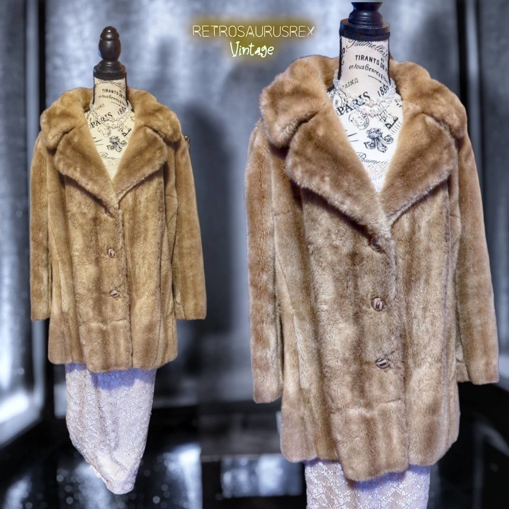 Vintage Tissavel 1950’s Retro Pinup Faux Fur Swing Coat Jacket, XL - Picture 1 of 8